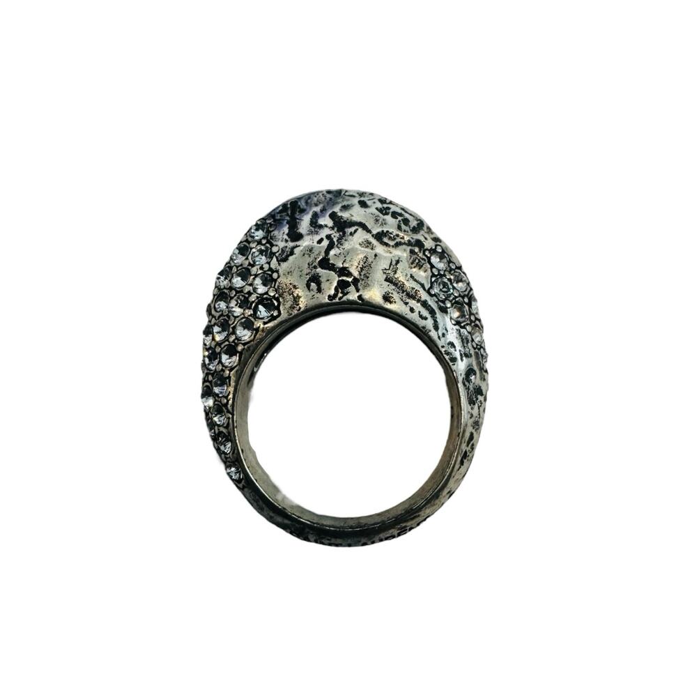 Saint Laurent Bumpy Rhinestone Silver Ring